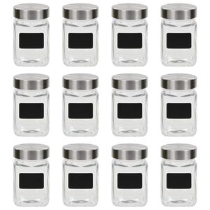 vidaXL Kozarci za shranjevanje z nalepko 12 kosov 300 ml