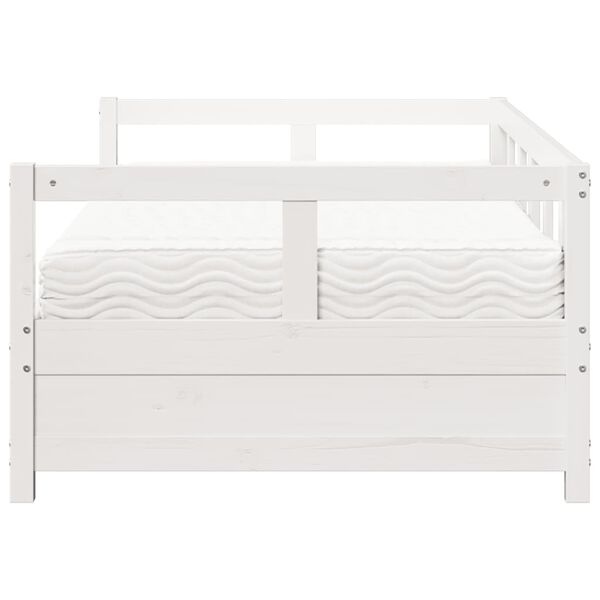 vidaXL Dnevna postelja z vzmetnico bela 90x200 cm trdna borovina