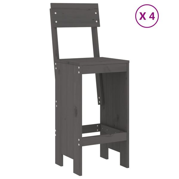 vidaXL Vrtna barska garnitura 5-delna siva trdna borovina