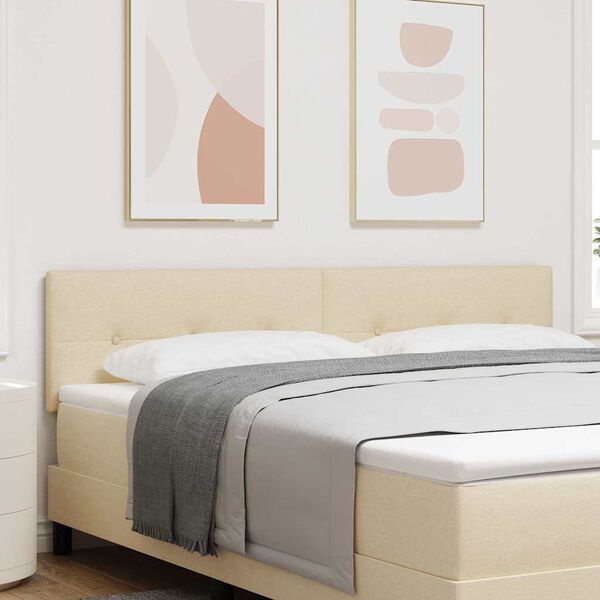 vidaXL LED glava postelje z LED lučmi krema 180 cm Poliester