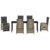 vidaXL Komplet za jedilnico v vrtu z blazino 7 pcs Siva poli ratan