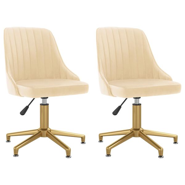 vidaXL Vrtljiv jedilni stol 2 kosa krem žamet