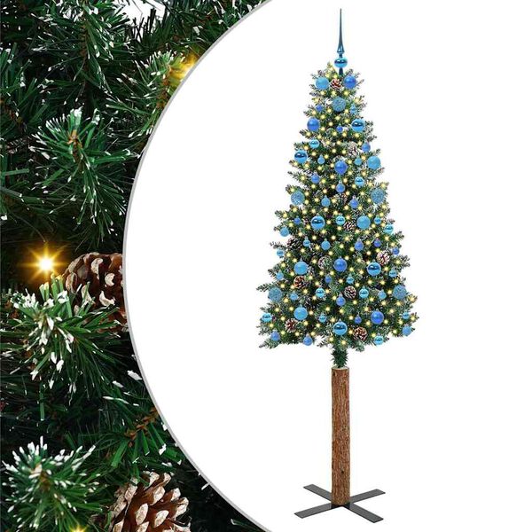 vidaXL Ožja jelka med 300 LED Zelena 210 cm PVC in trden bor
