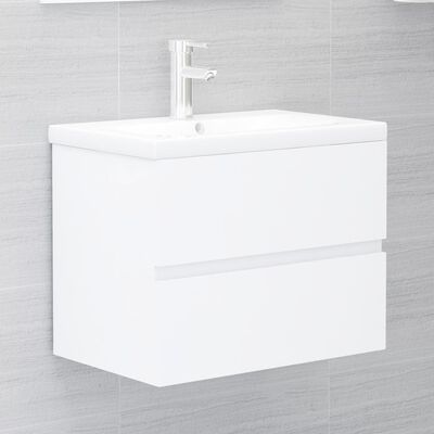 vidaXL Omarica za umivalnik bela 60x38,5x45 cm iverna plošča