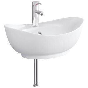 vidaXL Umivalnik z me&scaron;alnikom in odtokom Krom 59 x 35 x 21 cm Keramika