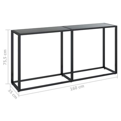 vidaXL Konzolna mizica črna 160x35x75,5 cm kaljeno steklo
