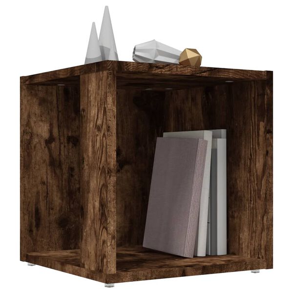 vidaXL Stranska mizica dimljeni hrast 33x33x34,5 cm konstruiran les