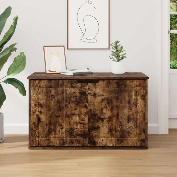 vidaXL Mačja hi&scaron;a Dimljeni oreh 85 x 55 x 50,5 cm Konstruiran les