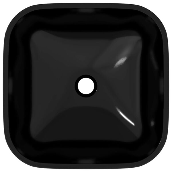 vidaXL Steklen umivalnik 42x42x14 cm črne barve