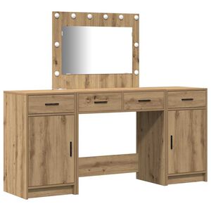 vidaXL Toaletna mizica 3 kos Rjava 78,5 x 41 x 135 cm Inženirski les