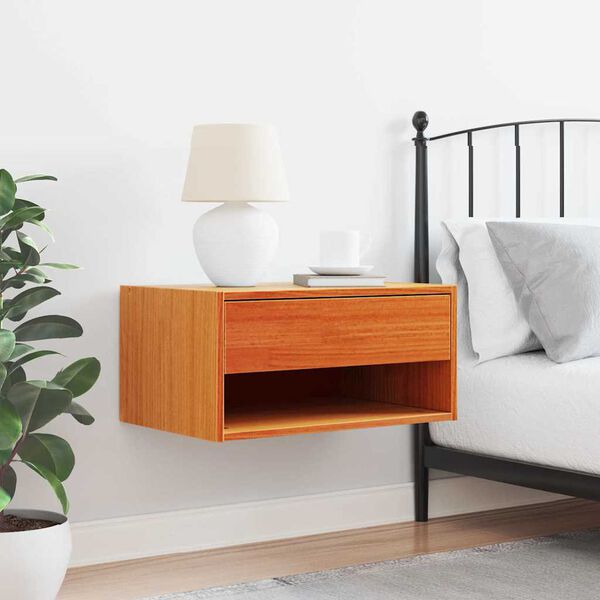 vidaXL Nočna omarica Voskast rjav 50 x 32,5 x 24 cm Trdna borovina