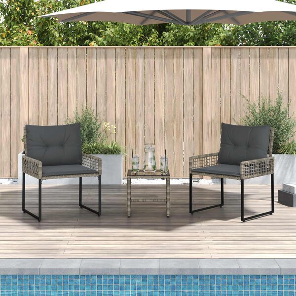 vidaXL Zunanji pohi&scaron;tveni set z blazino 3 pcs Siva