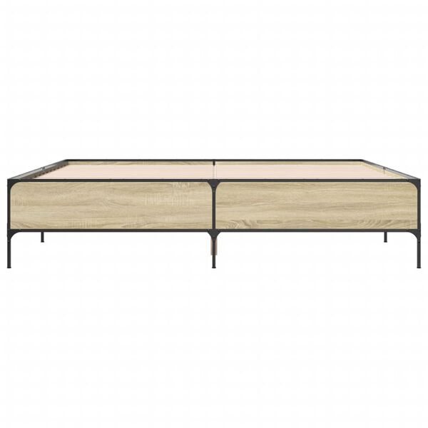 vidaXL Posteljni okvir sonoma hrast 180x200 cm inž. les in kovina