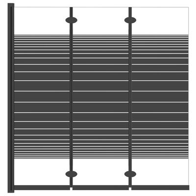 vidaXL Zložljiva pregrada za tuš s 3 paneli ESG 130x130 cm črna