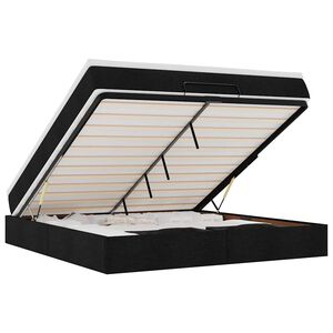 vidaXL Otomanski posteljni okvir z vzmetnico črn 180x200 cm blago
