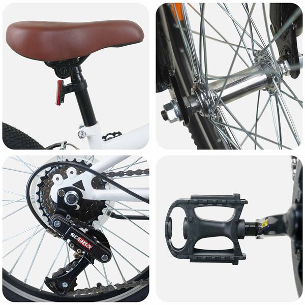 vidaXL Kids Mountain Bike 20 Palcev 6-Speed za 5-8 let Bela