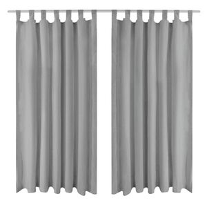 vidaXL Zavese iz mikro satena 2 kosa z zankami 140x225 cm sive barve