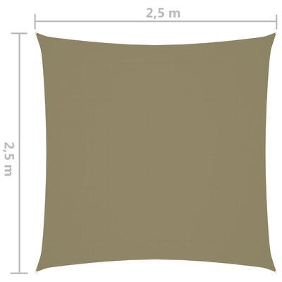 vidaXL Senčno jadro oksford blago kvadratno 2,5x2,5 m bež