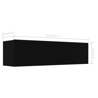 vidaXL TV omarica črna 120x30x30 cm iverna plošča