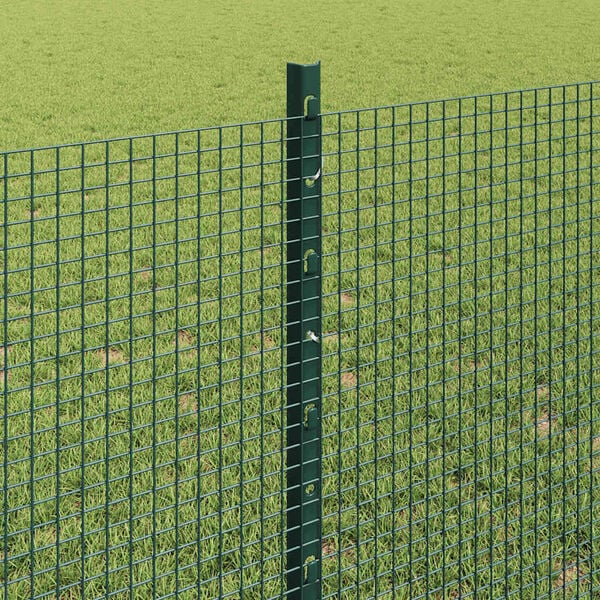 vidaXL Ograja s stebrom Zelena 0,8 x 10 m Jeklo in PVC