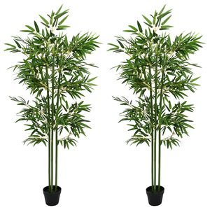 vidaXL Umetno bambusovo drevo 2 pcs Zelena 45 x 18 x 175 cm
