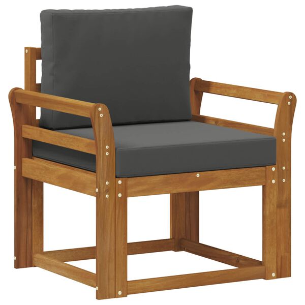 vidaXL Zunanji kavč Masivno akacijevo les in poliester Naravna