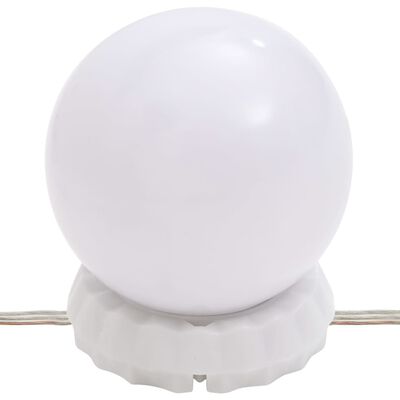 vidaXL Toaletna mizica LED bel 95x50x133,5 cm trdna borovina