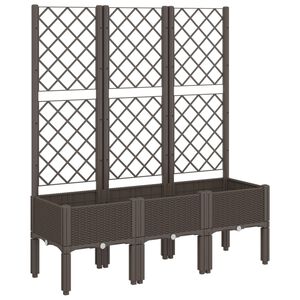 vidaXL Cvetlično korito z oporno mrežo rjavo 120x40x142 cm PP