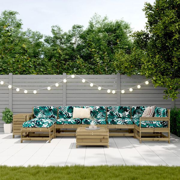 vidaXL Vrtna sedežna garnitura 9-delna impregnirana borovina