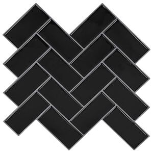 vidaXL Plo&scaron;čica ribje kosti 10 kos Črna 30 x 30 cm Poliuretan in PET