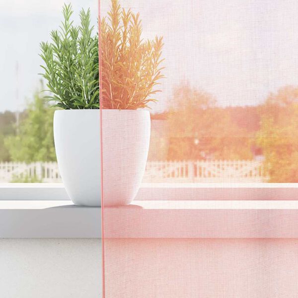 vidaXL Voile zavese z rod žepi 2 kosa roza