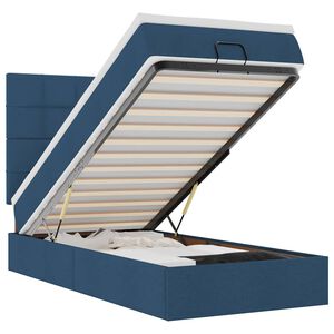 vidaXL Otomanski posteljni okvir z vzmetnico moder 80x200 cm blago