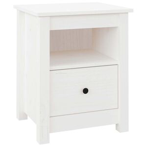 vidaXL Nočna omarica bela 40x35x49 cm trdna borovina