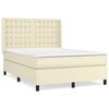 vidaXL Box spring postelja z vzmetnico krem 140x190 cm umetno usnje
