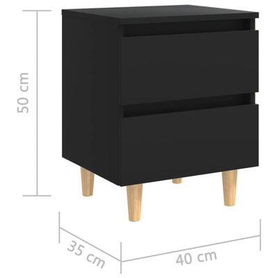 vidaXL Nočna omarica z nogami iz borovine črna 40x35x50 cm