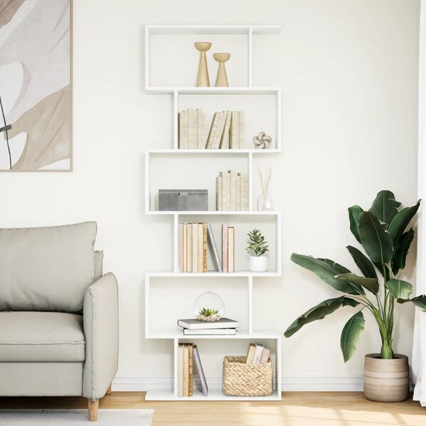 vidaXL Pregrada s knjižno omaro 6-nadst. bela 70x24x193 cm inž. les