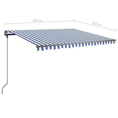 vidaXL Prostostoječa ročno zložljiva tenda 400x350 cm modra/bela