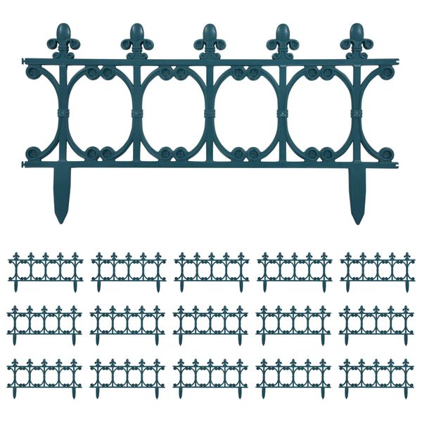 vidaXL Obroba za travo 16 kosov zelena 10 m PP