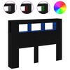 vidaXL LED glava postelje s polico Črni hrast 140 x 18,5 x 103,5 cm