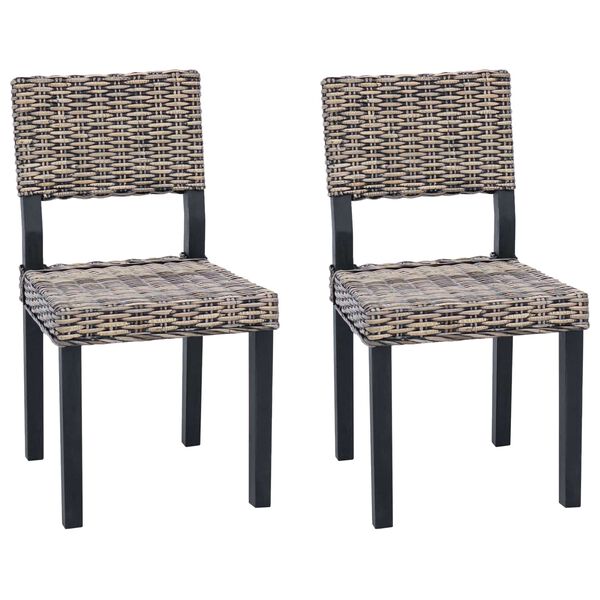 vidaXL Jedilni stol 2 pcs Črna pranja 46 x 55 x 84 cm Kubu rattan