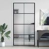 vidaXL Notranja vrata ozka črna 102,5x201,5 cm kaljeno steklo aluminij