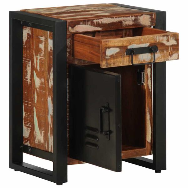 vidaXL Nočna omarica večbarvna 40x30x50 cm trden predelan les