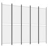 vidaXL Paravan 5-delni bel 250x200 cm blago