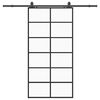 vidaXL Drsna vrata z opremo črna 102x205 cm ESG steklo