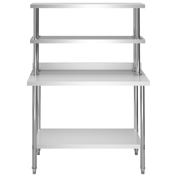 vidaXL Kuhinjska delovna miza s polico 120x60x150 cm nerjaveče jeklo