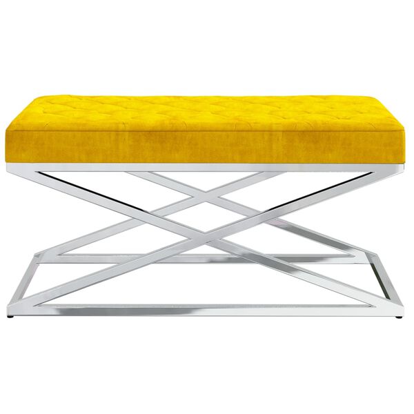 vidaXL Klop gorčično rumen žamet in nerjaveče jeklo