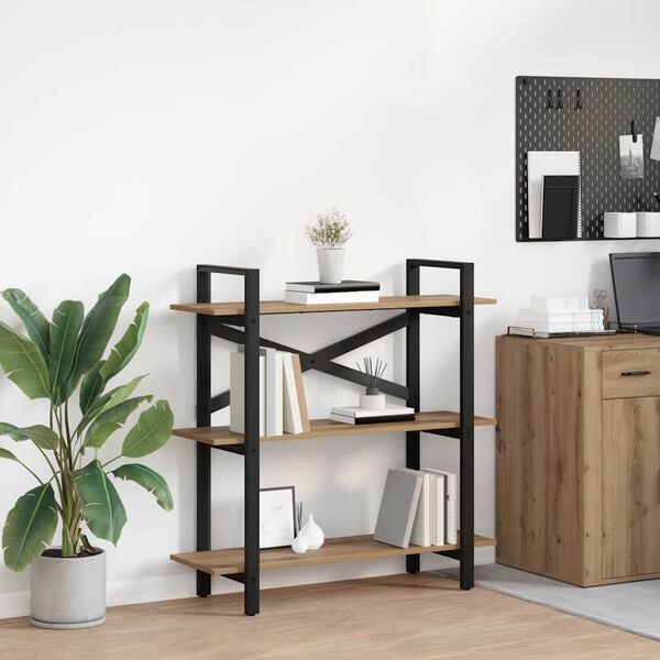 vidaXL Knjižna polica Umetni hrast 100 x 33,5 x 102 cm Konstruiran les