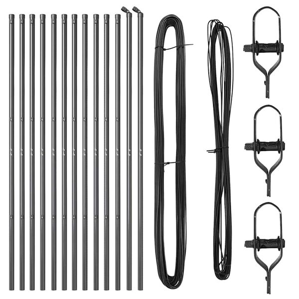 vidaXL Ograjni stebri 13 pcs Siva Ø32mm 150 cm Pocinkano jeklo