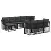 vidaXL Zunanja garnitura za sedenje 10 pcs Črna in Temno siva
