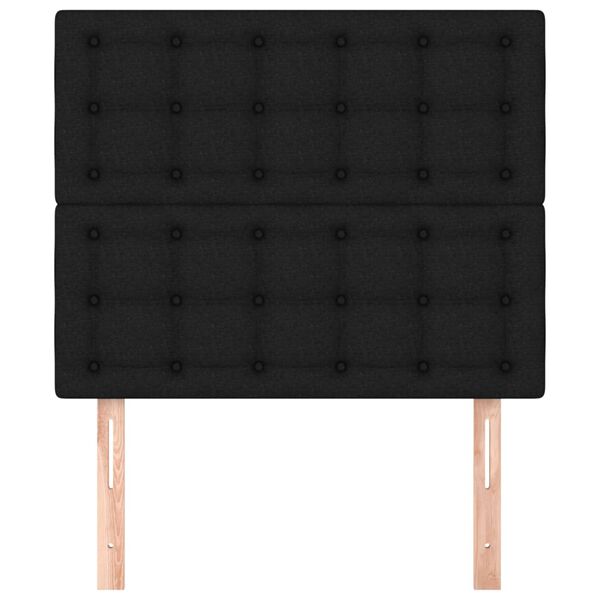 vidaXL Vzglavje postelje črno 80x5x118/128 cm blago